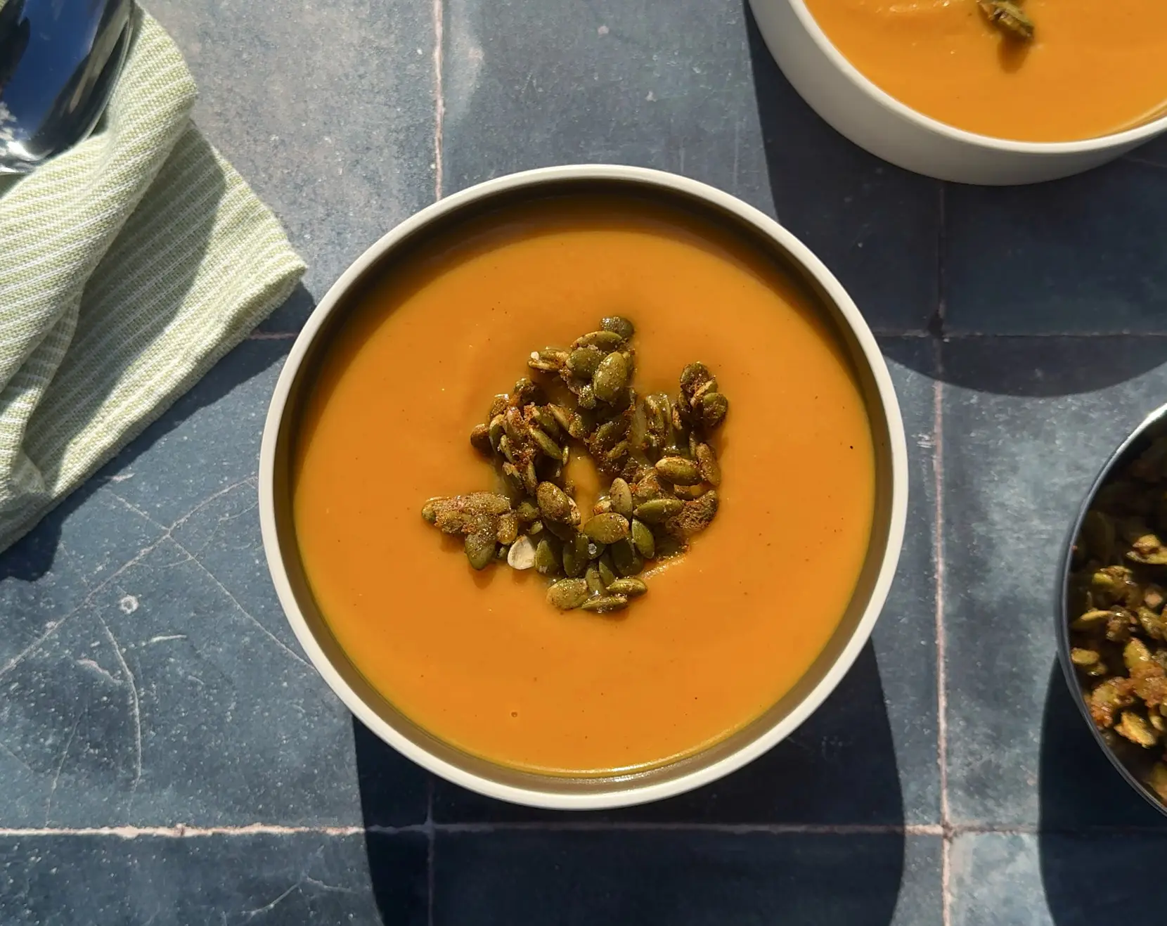 Zoe B. Soderstrom's butternut squash soup with candied curried pepitas.