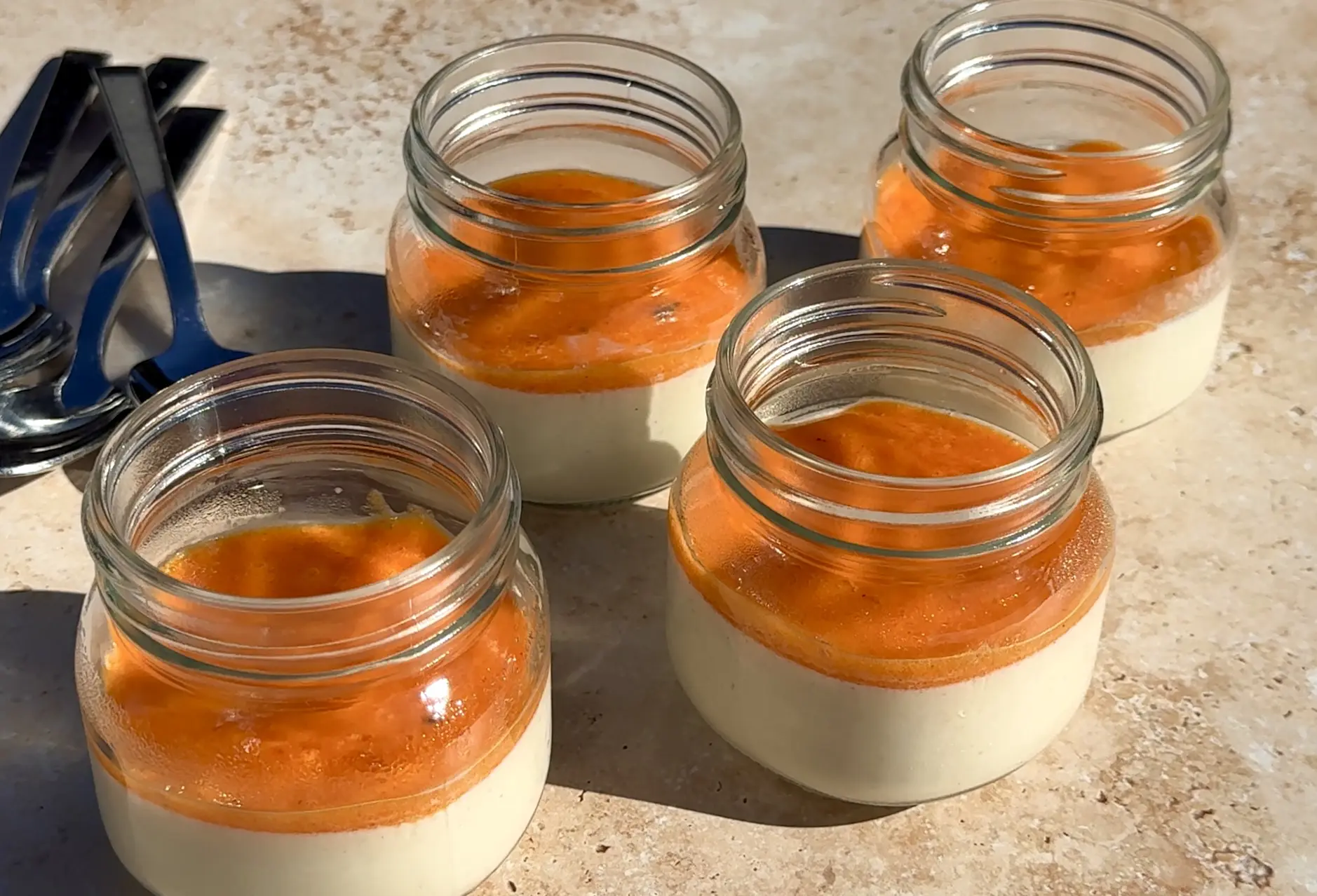 Honey cardamom panna cotta with Hachiya persimmons.