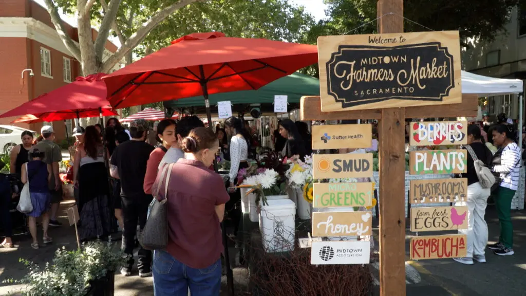 Shoppers at the Midtown Farmers Market in Sacramento in 2024.