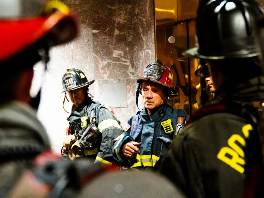 High-rise fire training in downtown Sacramento for California firefighters.