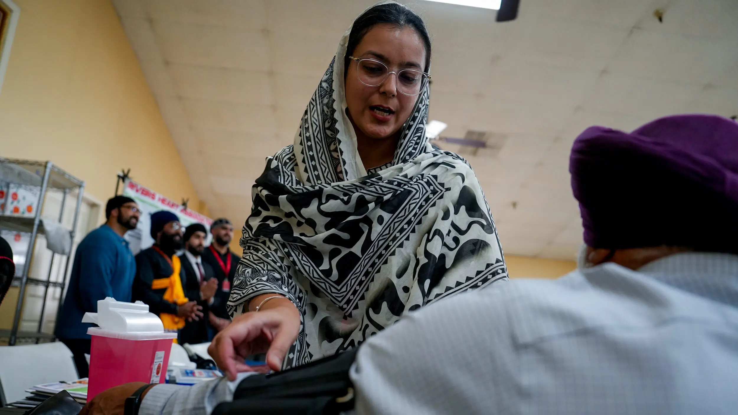 5 Rivers Heart Association volunteer doing a patient visit at Gurdwara Sri Sachkhand Sahib, a Sikh temple on 1090 Main St. in Roseville.