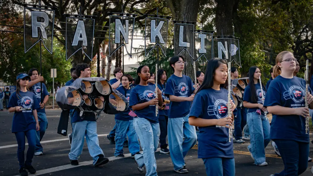students marching band
