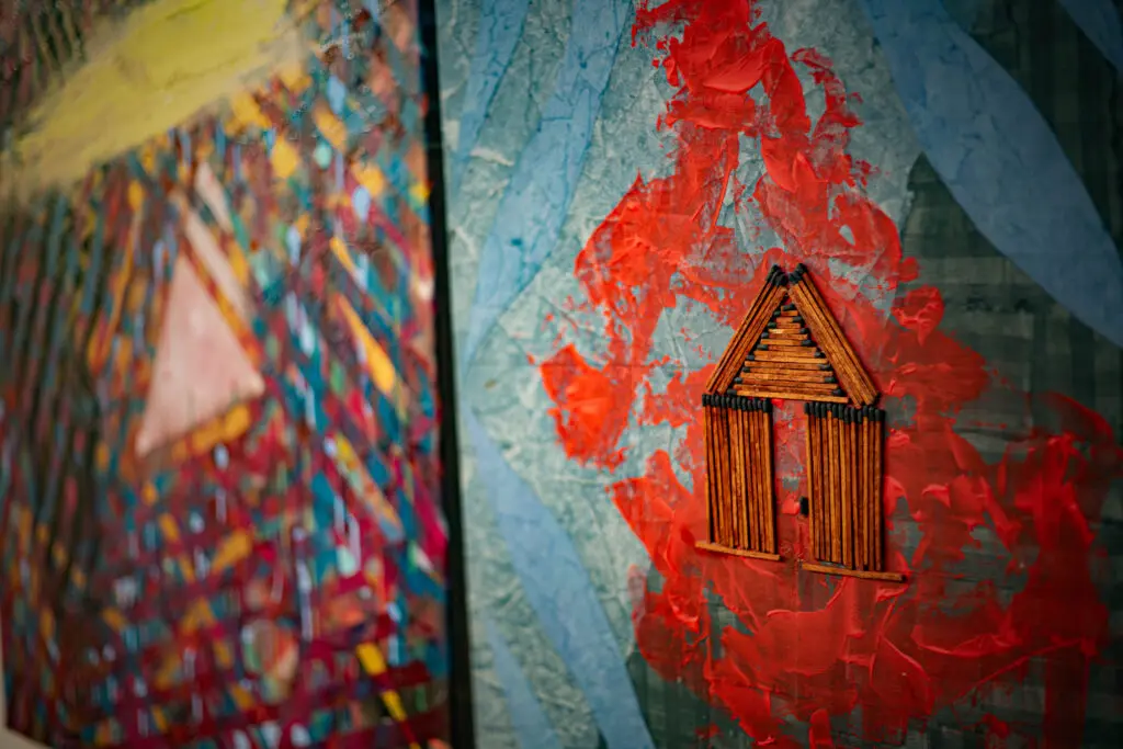 close up of paintings