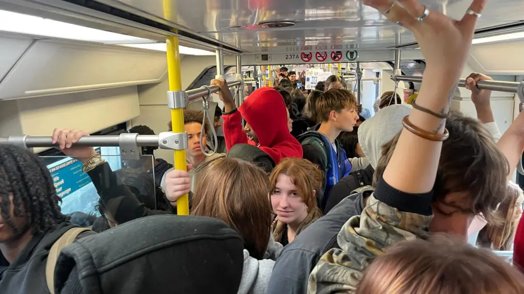 Students on train