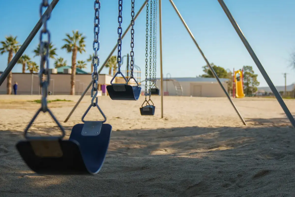 Playground swings at Gateway Elementary School