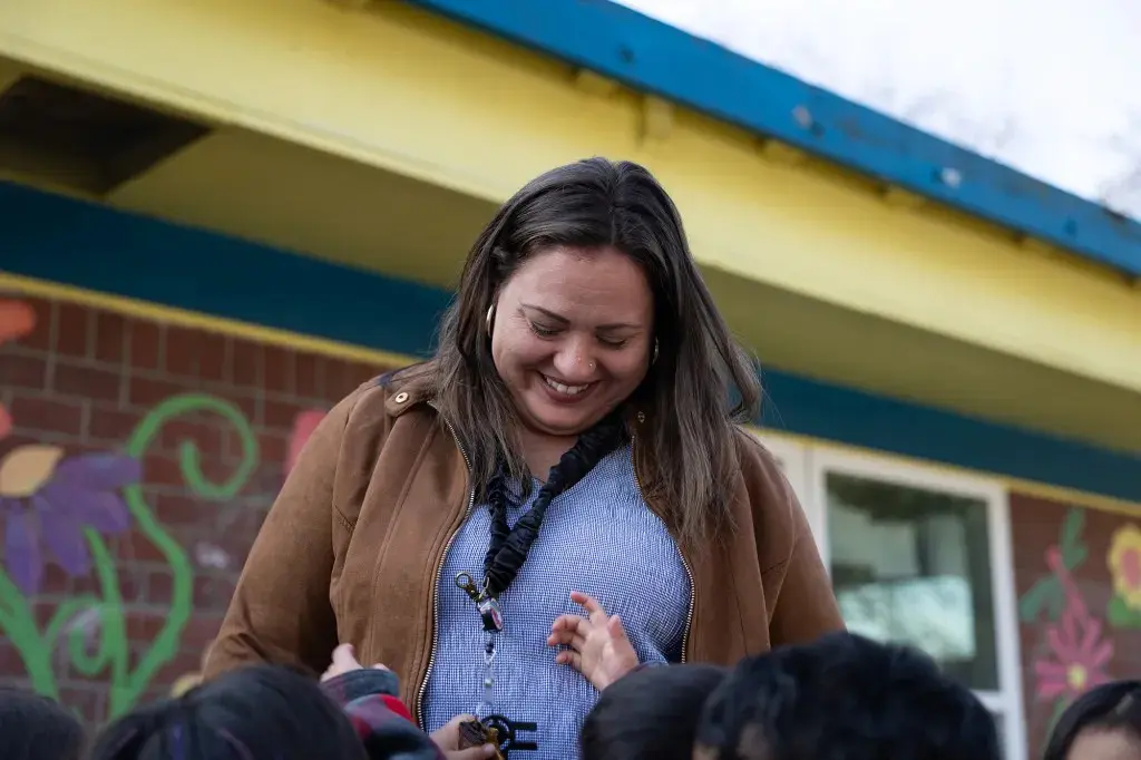 Frisha Moore talks with children at Moore Learning Preschool & Childcare Center in Elk Grove on Feb. 6, 2026.