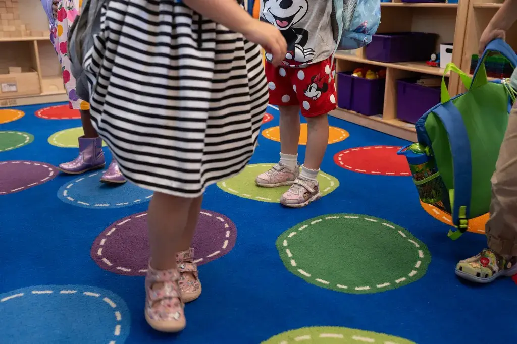 Children walk out after a transitional kindergarten class at Silverwood Elementary School in the Mt. Diablo Unified School District in Concord on Aug. 11, 2025.
