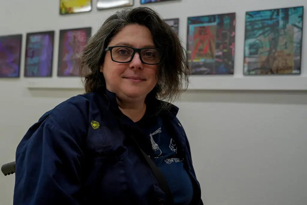 Liz Awesome at her exhibition at Flower Fist Art Market on 1819 E St. in Sacramento. Photo by Denis Akbari.