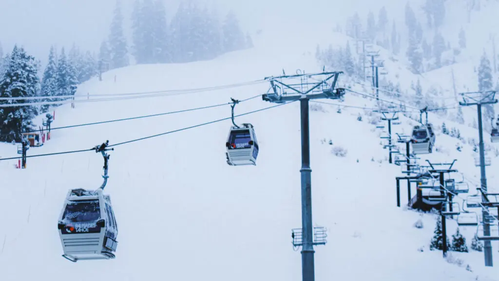 Ski lift in snow