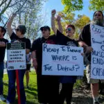 Natomas Teachers Association protesting on March 9, 2026. Photo by Denis Akbari