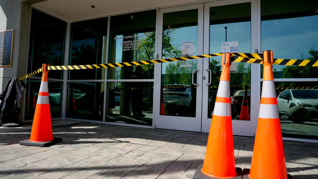Teachers strike at Natomas Unified School District on March 17, 2026. Photo by Denis Akbari.
