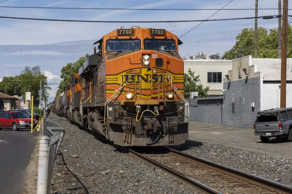 Freight train on tracks