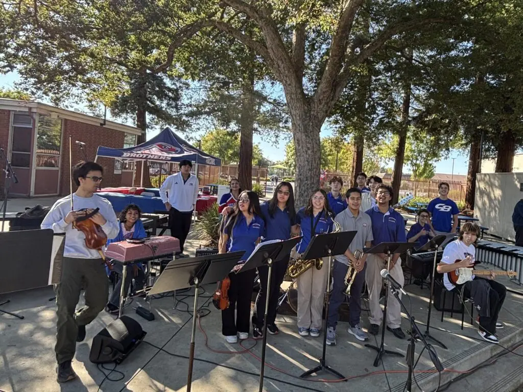 Students playing instruments