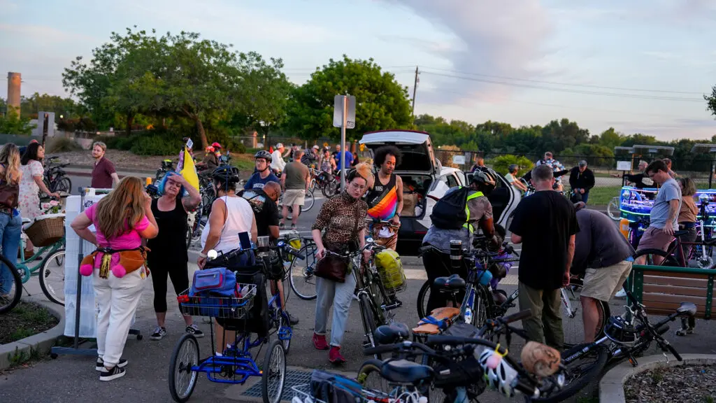 Crowd at the Bike Party in Sacramento on May 1, 2026. Photo by Denis Akbari.