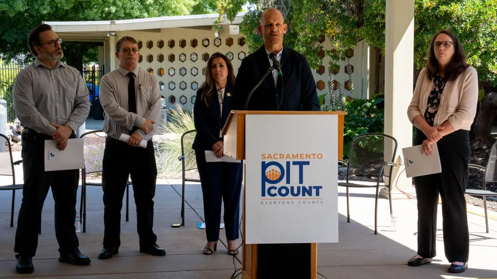 Point-in-Time Count Report on Homelessness in Sacramento press conference on May 13, 2026. Photo by Denis Akbari.