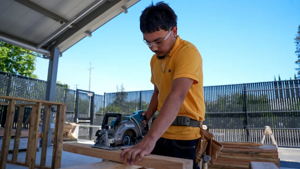 Brian Gomez during his advanced construction class at Encina High School. Photo by Denis Akbari.