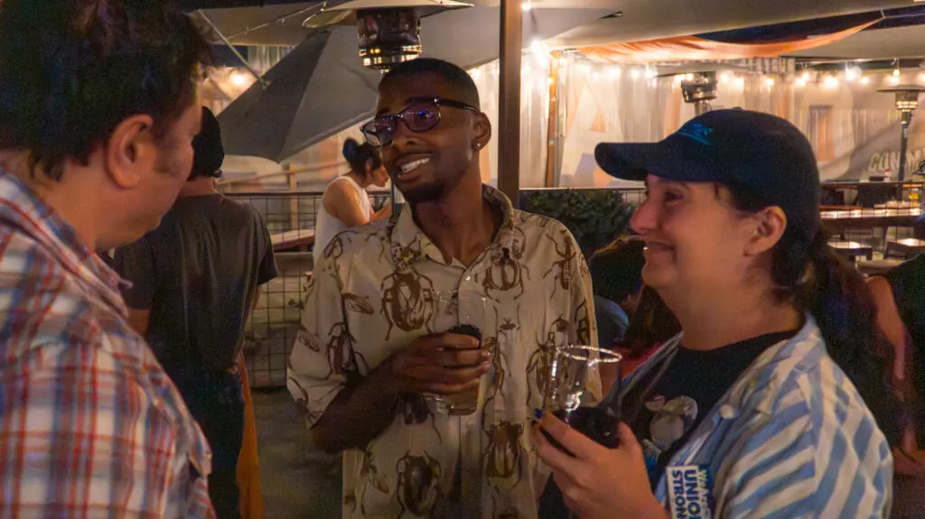 Man at campaign party