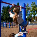 Child plays on playground