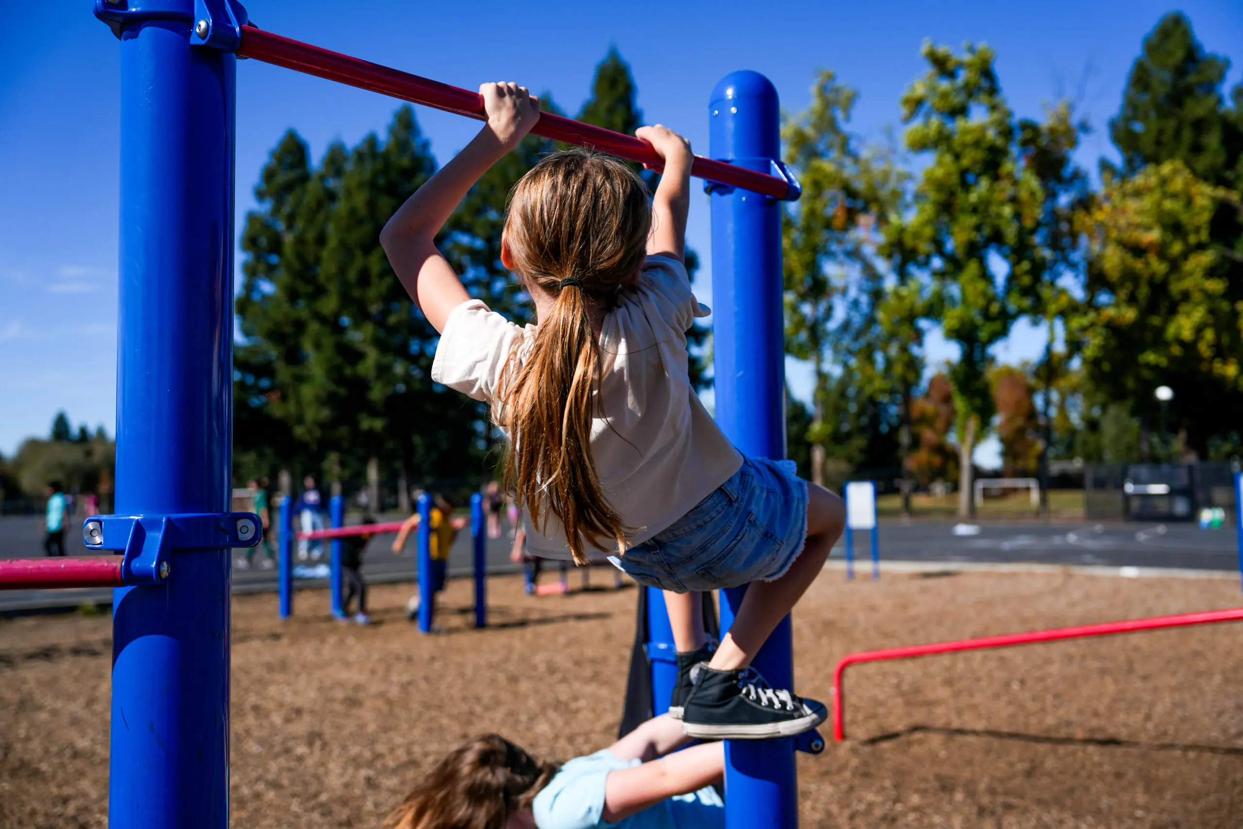 Child plays on playground