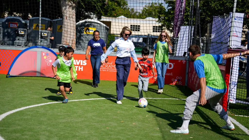 First partner Jennifer Siebel Newsom at the fourth annual Move Your Body, Calm Your Mind Day event in downtown Sacramento on May 29, 2026. Photo by Denis Akbari.
