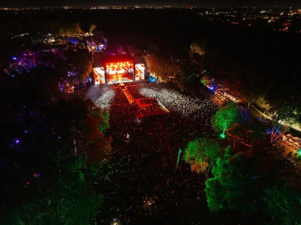 Drone shot of a concert