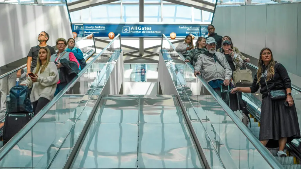 People on escalator