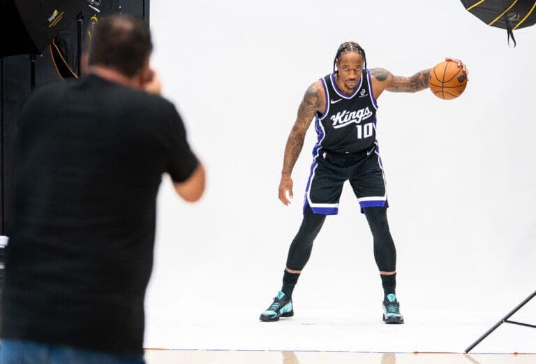 DeMar DeRozan poses for a photo during the Sacramento Kings media day on Sept. 29, 2025.