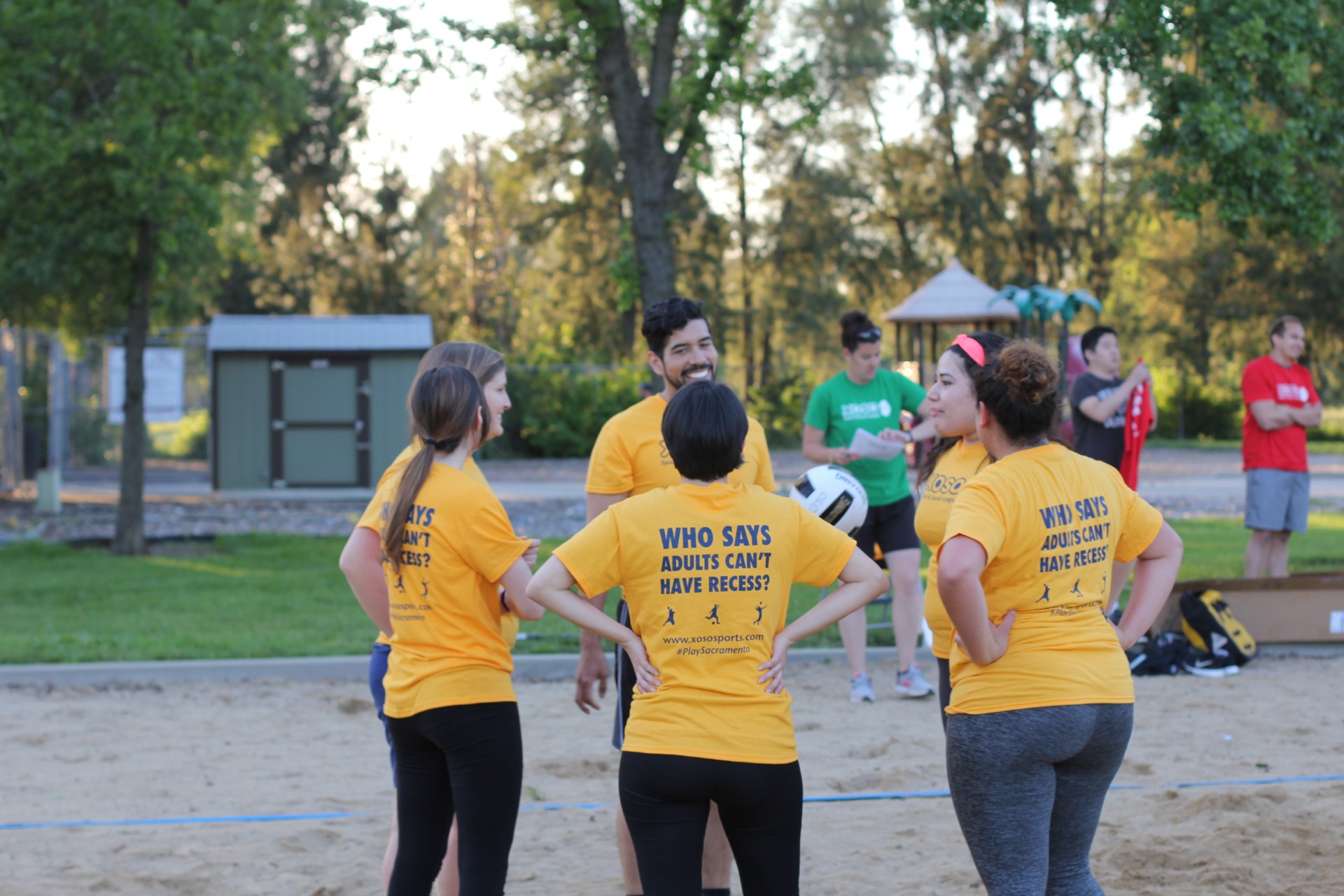 Members of Xoso Sport & Social League gather for a game of sand volleyball at Howe Park in Arden Arcade. Xoso Sport & Social League is an active club that runs more than 270 leagues a year in the Sacramento area, including Rocklin and Rancho Cordova.