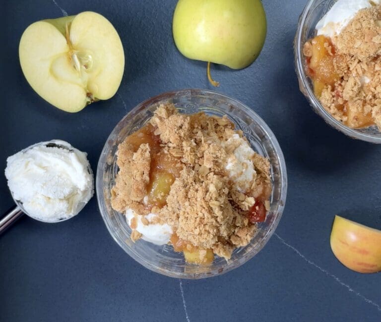 Zoe B. Soderstrom's apple crisp sundaes are a great use for fall fruit as warm temperatures linger.