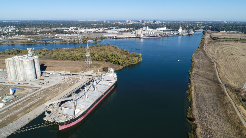 Aerial view of the Port of West Sacramento