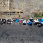 Homeless tents along Sacramento's Ahern street in 2019.