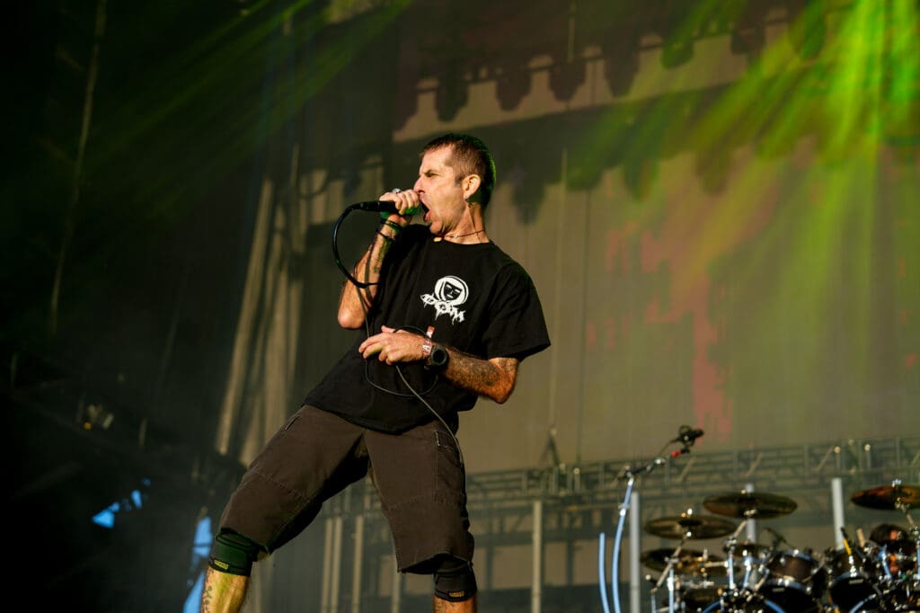 Lamb of God performing at Aftershock at Discovery Park in Sacramento.