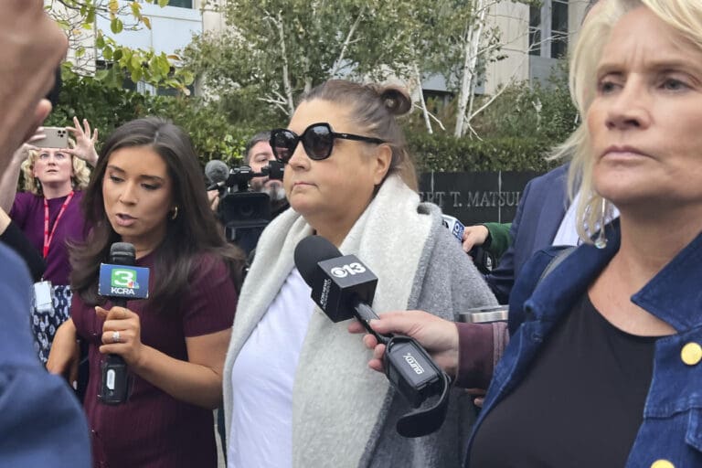 woman walking from court