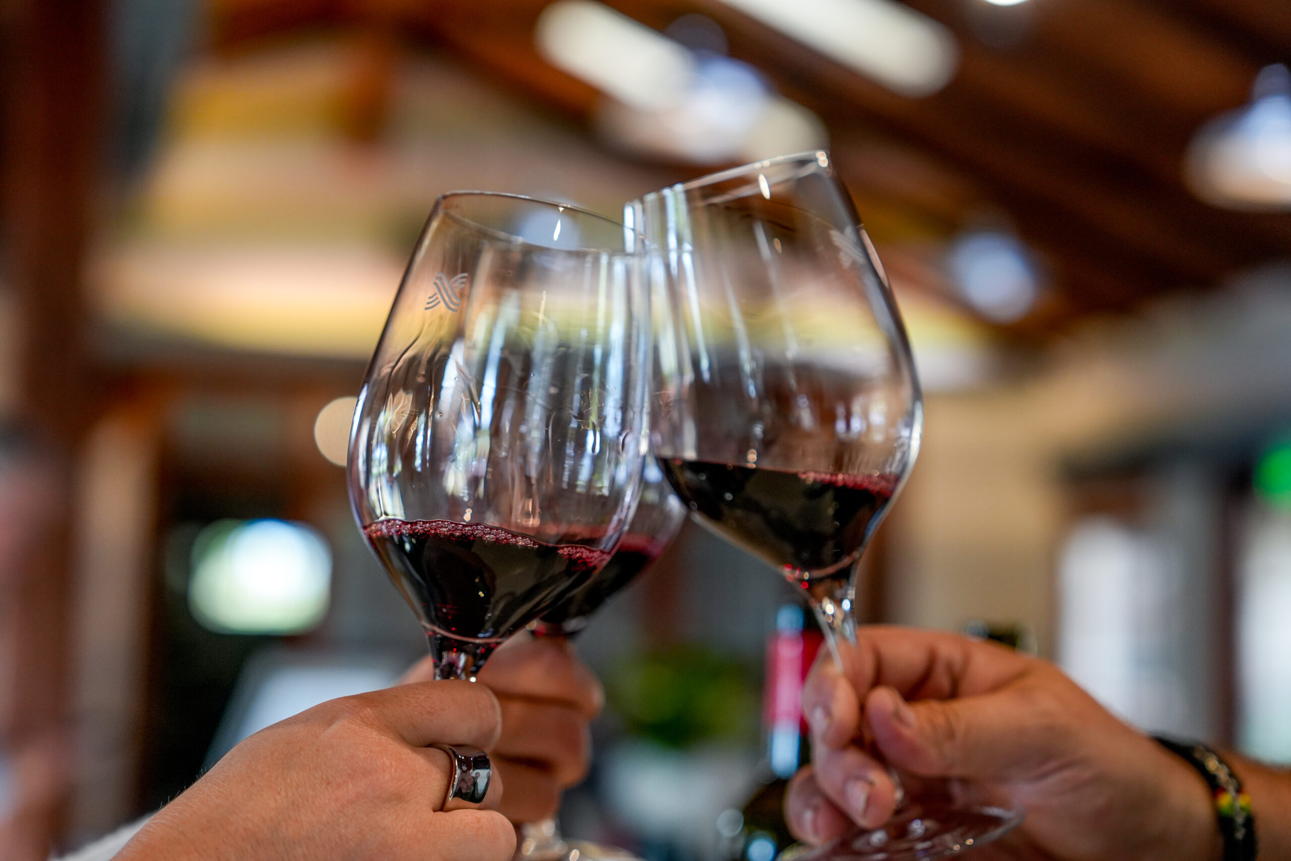 Wine glasses clinking