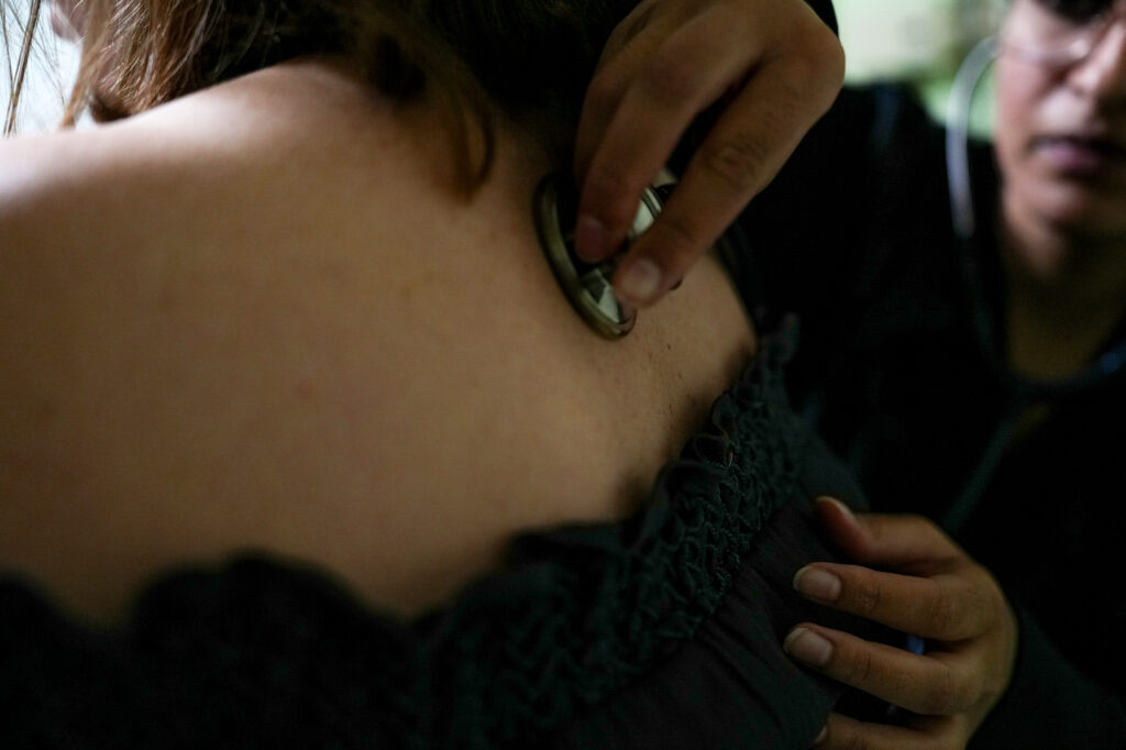 Patient visit at the Shifa Community Clinic on 419 V St. in Sacramento.