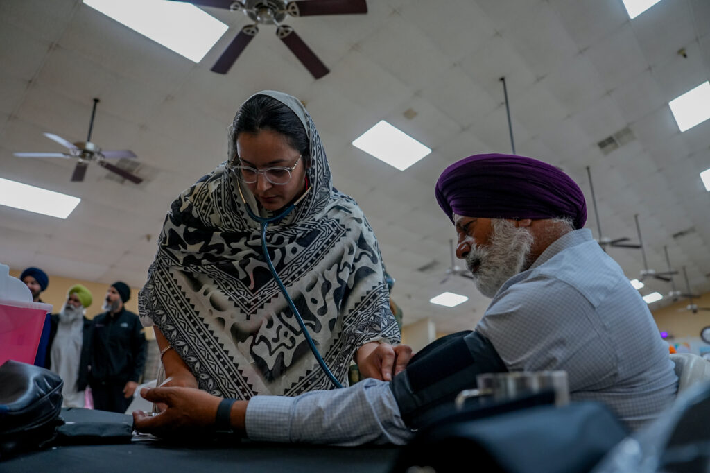 5 Rivers Heart Association volunteer doing a patient visit at Gurdwara Sri Sachkhand Sahib, a Sikh temple on 1090 Main St. in Roseville.