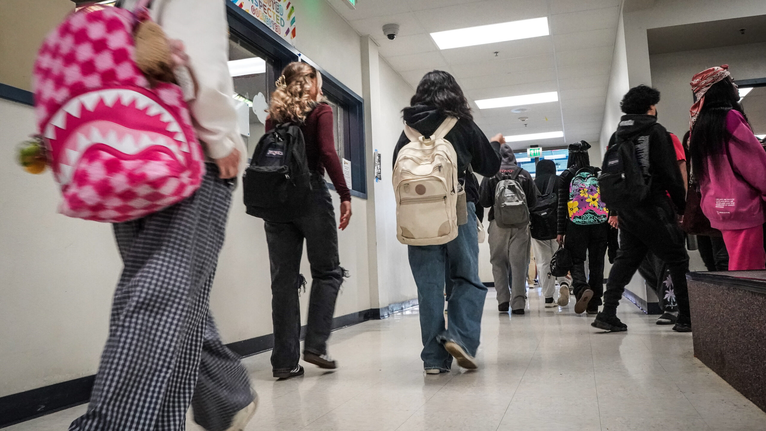 students in hallway