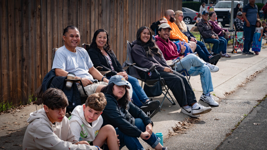 family watching parade