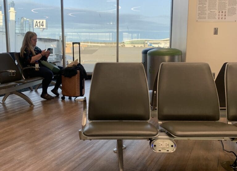 Empty seats at Sacramento International Airport.