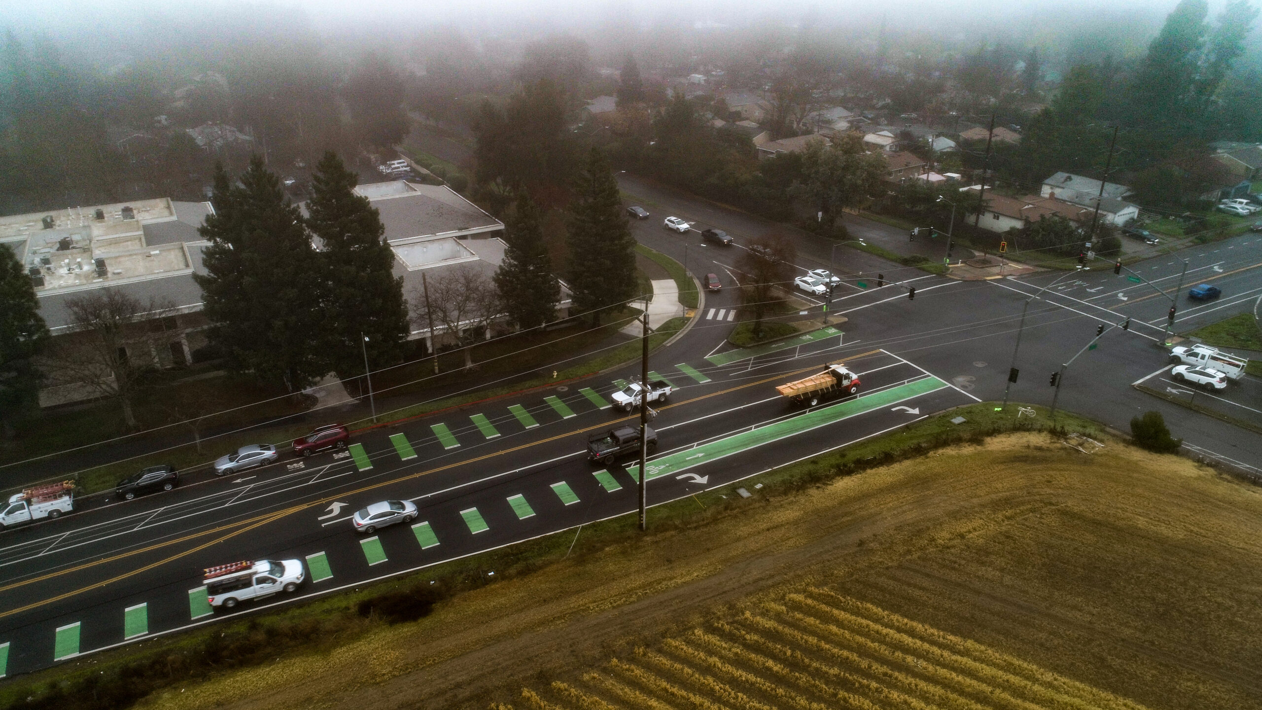 Neighborhood adjacent to proposed site of Village Farms Davis, at the intersection of Pole Line Road and Cowell Boulevard. Photo by Denis Akbari.