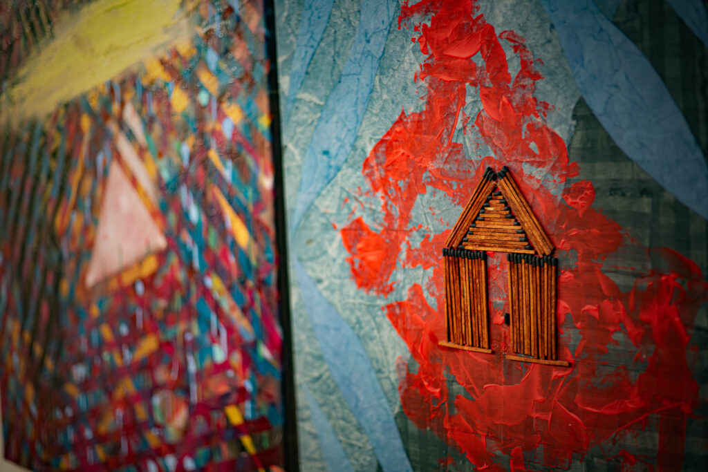 close up of paintings