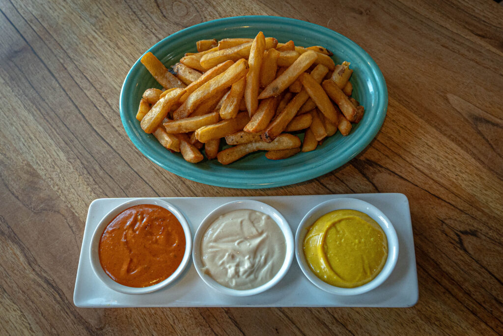 French fries and dipping sauces