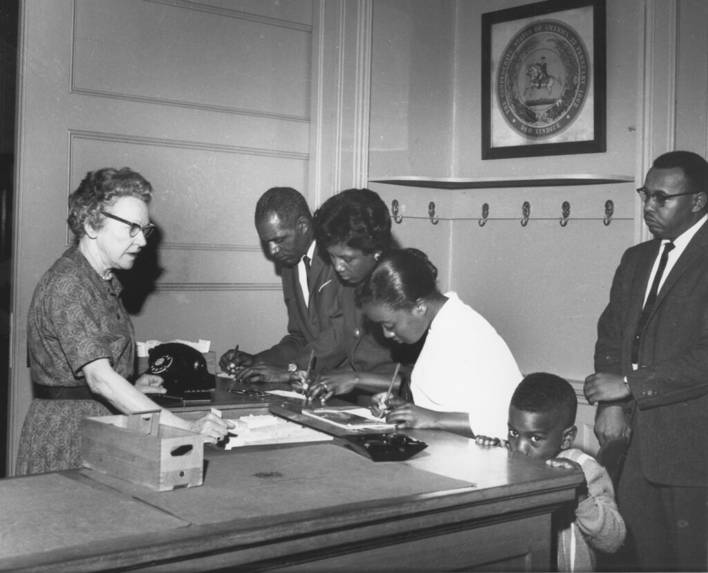 Marion King registers to vote
