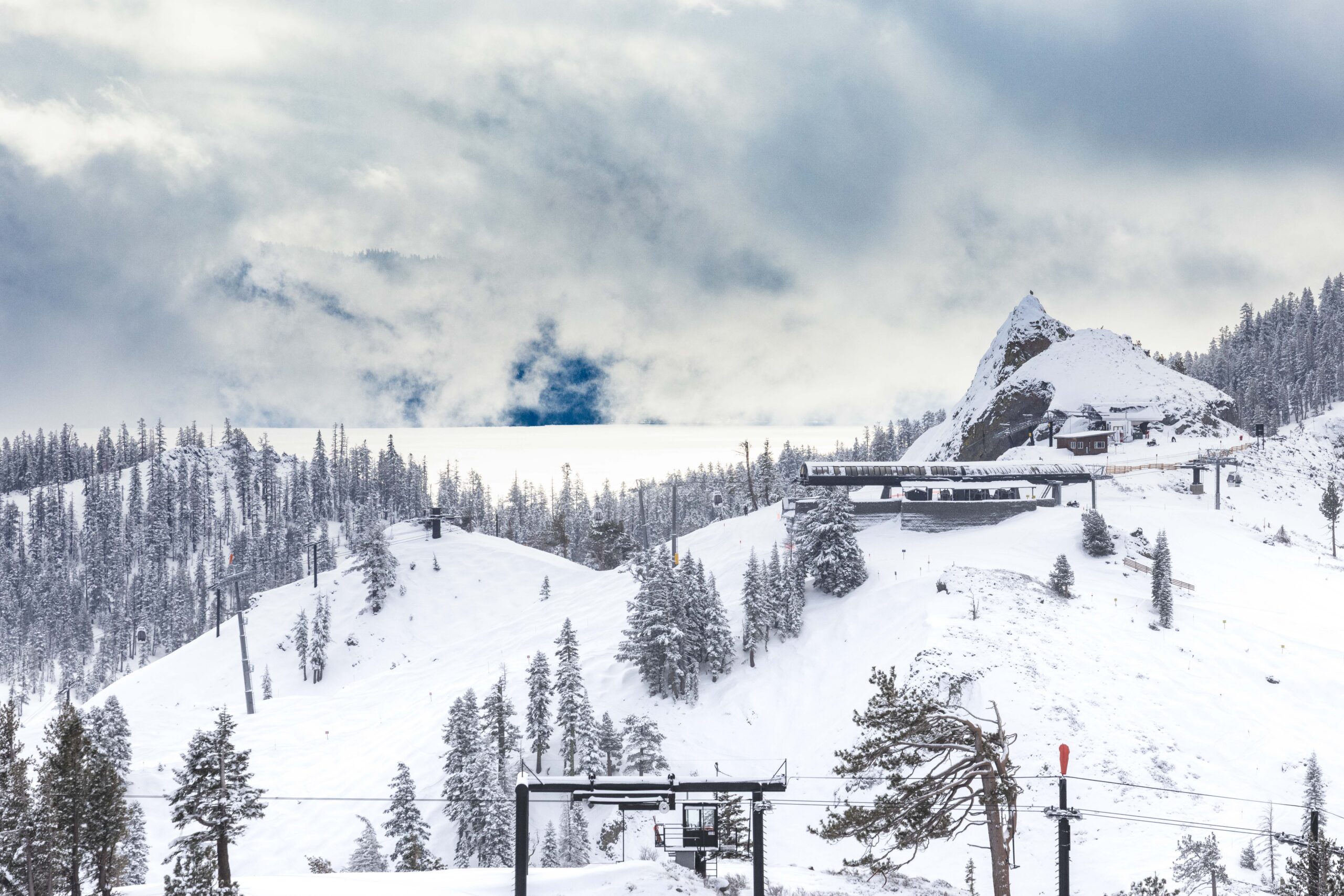 Snow covers a resort