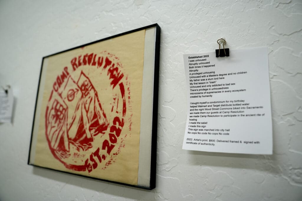 Liz Awesome's "Solidarity as an Art Supply" exhibition at Flower Fist Art Market on 1819 E St. in Sacramento. Photo by Denis Akbari.