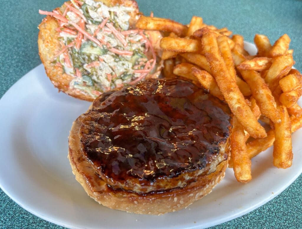 Hamburger and fries