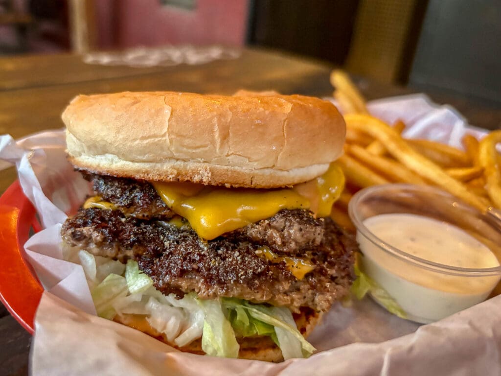 Hamburger and fries