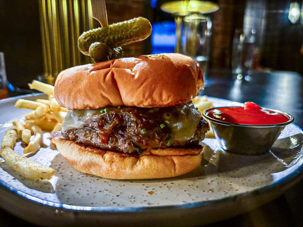 Hamburger and fries