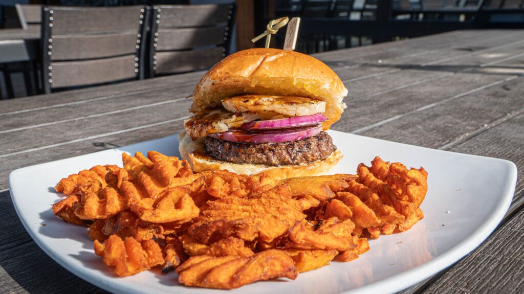 Hamburger and fries