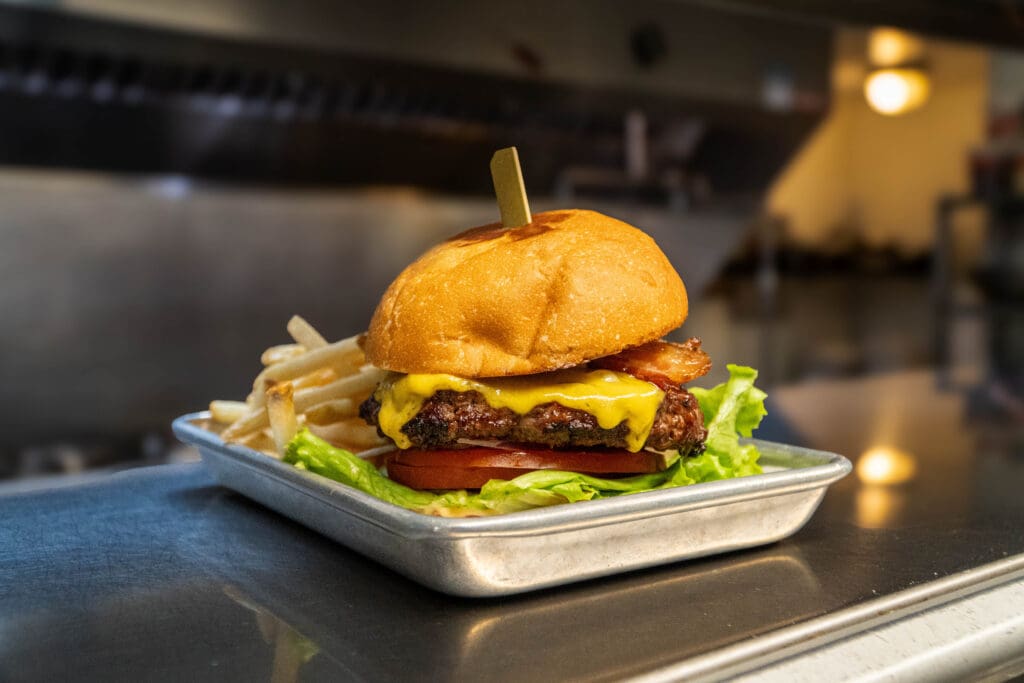 Hamburger and fries